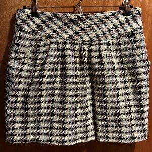 One A Textured Houndstooth Mini Skirt - Black, Cream & Brown